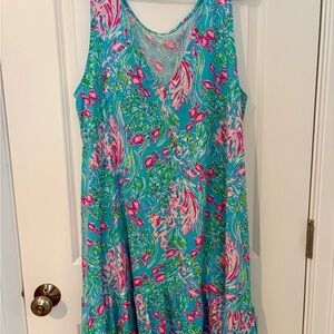 Lilly Pulitzer Kristen Vibrant Floral Dress - Blue and Pink